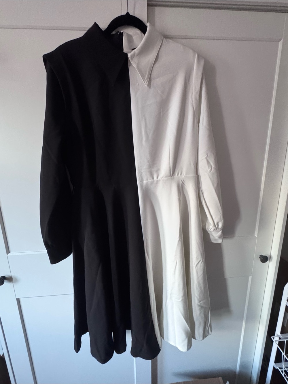 Vixen Half-and-Half Black and White Long Sleeve Dress